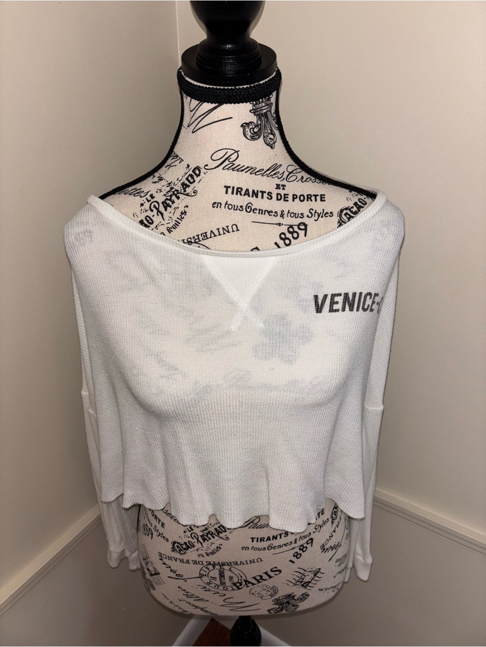 Venice CA White Off-Shoulder Long-Sleeve Top